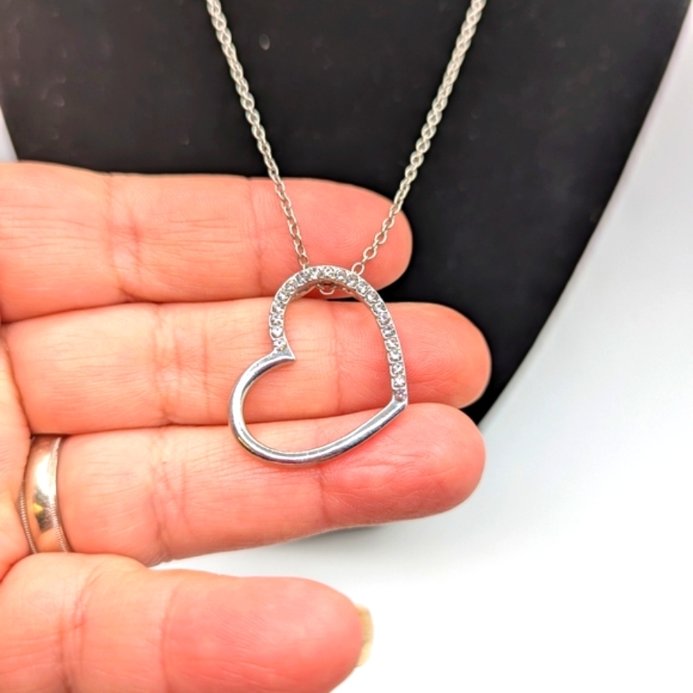 Sterling Silver crystal Heart Pendant Necklace